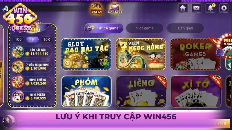 Lưu ý khi truy cập Win456